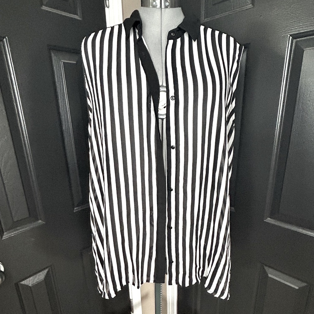 Fcny Sheer Sleeveless Blouse/Tank Bettle Juice Stripes